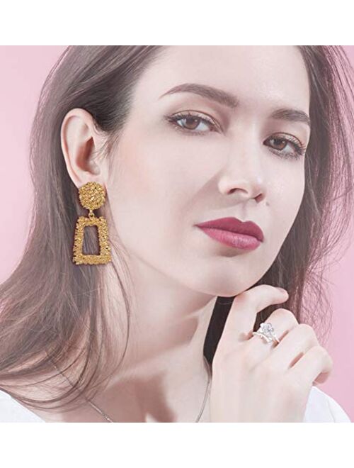 JOERICA 4 Pairs Statement Dangle Earrings for Women Rhinestone Exaggelated Large Drop Geometric Earrings Black/Gold Available