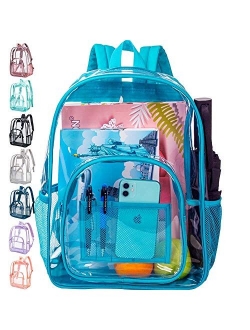 Clear Backpack, Heavy Duty See Through Backpack, 16" Transparent Large Backpack for School