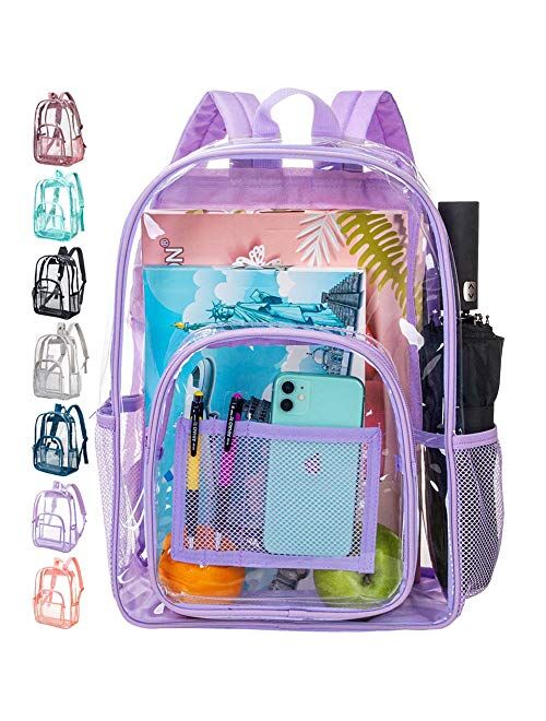 Clear Backpack, Heavy Duty See Through Backpack, 16" Transparent Large Backpack for School