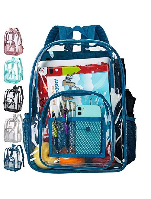 Clear Backpack, Heavy Duty See Through Backpack, 16" Transparent Large Backpack for School