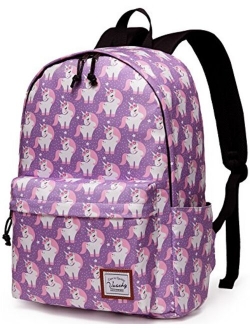 School Backpack for Girls,VASCHY Water Resistant Durable Casual Schoolbag Bookbag for Middle School Students