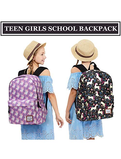 School Backpack for Girls,VASCHY Water Resistant Durable Casual Schoolbag Bookbag for Middle School Students