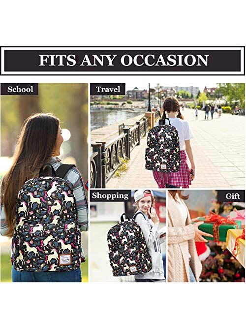 School Backpack for Girls,VASCHY Water Resistant Durable Casual Schoolbag Bookbag for Middle School Students