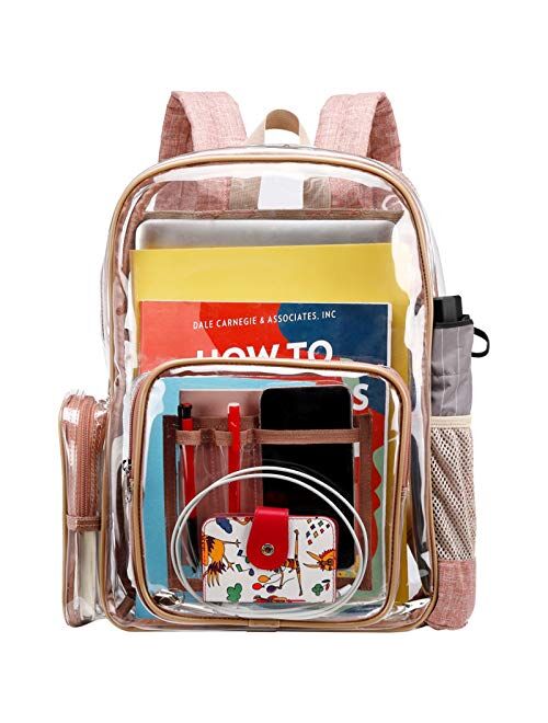 Clear Backpack, iSPECLE Durable School Backpack with Reinforced Padded Straps Transparent Bag for School, Work, Security