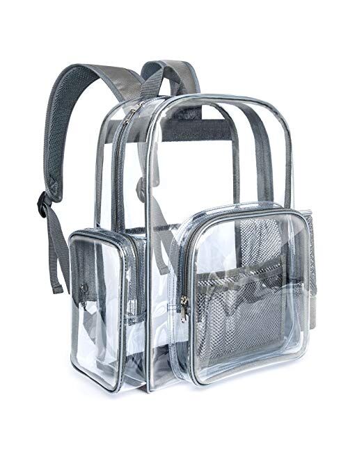 Clear Backpack, iSPECLE Durable School Backpack with Reinforced Padded Straps Transparent Bag for School, Work, Security