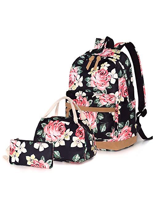 Teen Girls School Backpack, School Bag Bookbags with Lunch Box Pencil Case