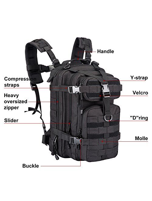 Small 30L Rucksack Military Tactical Backpack Flag Patch Outdoors Bug Out Bag