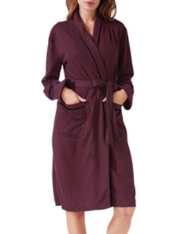 Costyleen Women Men Hotel Spa Waffle Weave Kimono V Neck Sleepwear Bathrobe