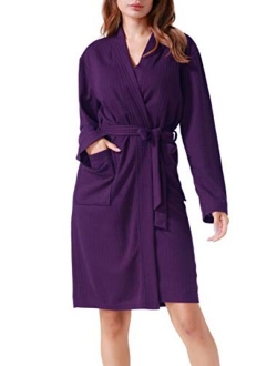 Costyleen Women Men Hotel Spa Waffle Weave Kimono V Neck Sleepwear Bathrobe