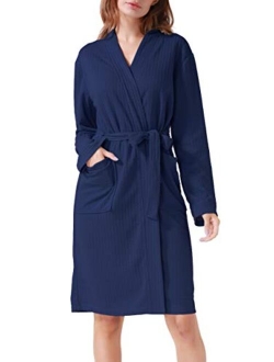 Costyleen Women Men Hotel Spa Waffle Weave Kimono V Neck Sleepwear Bathrobe