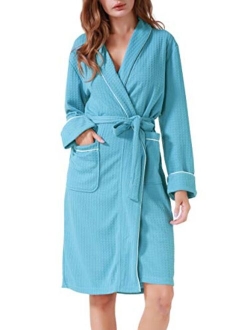 Costyleen Women Men Hotel Spa Waffle Weave Kimono V Neck Sleepwear Bathrobe