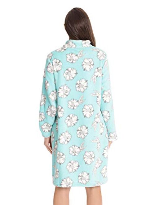 Just Love Plush Zipper Lounger Printed Short Robe