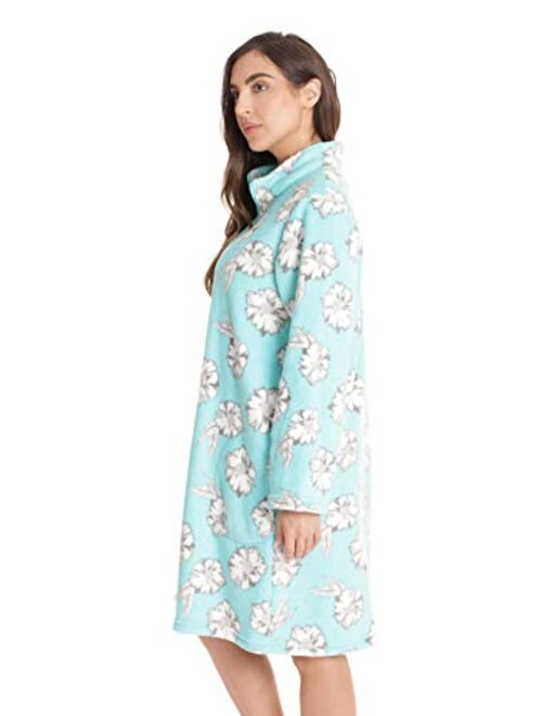 Just Love Plush Zipper Lounger Printed Short Robe