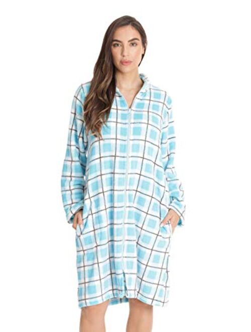 Just Love Plush Zipper Lounger Printed Short Robe