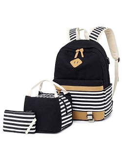 Canvas School Backpack for Girls College Laptop Backpack 15.6 inch USB Daypack Teen Girls School Backpack with USB Port