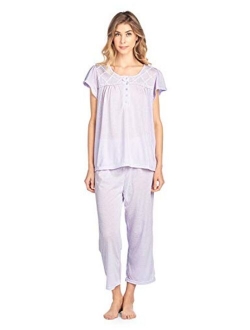 Casual Nights Women's Short Sleeve Capri Pajama Set