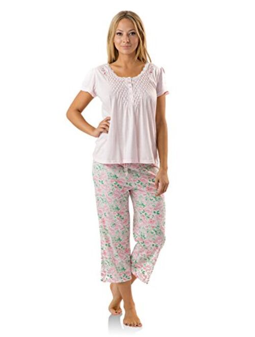 Casual Nights Women's Short Sleeve Capri Pajama Set