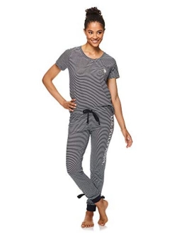 Womens Short Sleeve Shirt and Lounge Jogger Pajama Pants Sleepwear Set