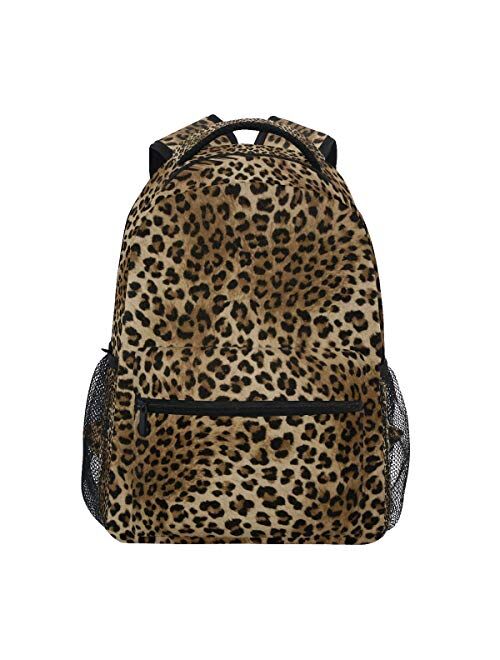 ZZKKO Leopard Print Vintage Backpacks College School Book Bag Travel Hiking Camping Daypack