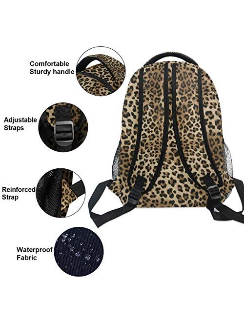 ZZKKO Leopard Print Vintage Backpacks College School Book Bag Travel Hiking Camping Daypack