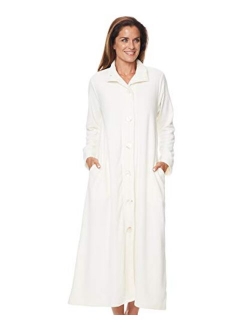 AmeriMark Womens Lightweight Bath Robe Floor Length Robe w/Oversize Buttons