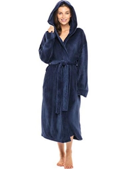 Women's Soft Fleece Robe with Hood, Warm Bathrobe