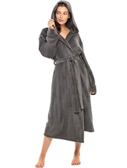 Women's Soft Fleece Robe with Hood, Warm Bathrobe
