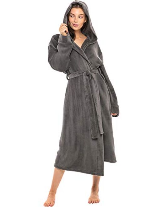 Alexander Del Rossa Women's Soft Fleece Robe with Hood, Warm Bathrobe