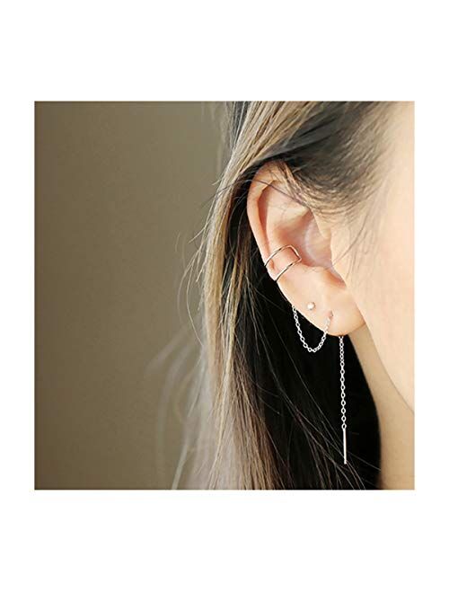 SLUYNZ 925 Sterling Silver Cuff Earrings Chain for Women Clip Ons Earrings Crawler Earrings