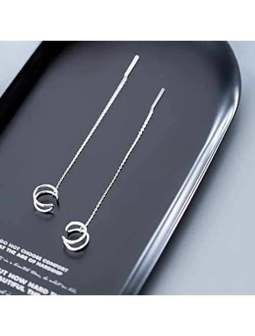 SLUYNZ 925 Sterling Silver Cuff Earrings Chain for Women Clip Ons Earrings Crawler Earrings