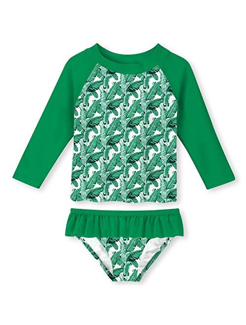 UNIFACO Toddler Girls Swimsuit Rashguard Set Summer Beach Breathable Tankini with UPF 50+ Sun Protection 2-8T