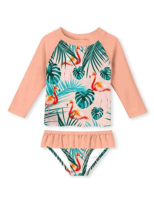 UNIFACO Toddler Girls Swimsuit Rashguard Set Summer Beach Breathable Tankini with UPF 50+ Sun Protection 2-8T