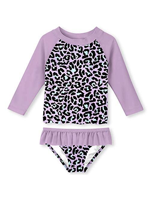 UNIFACO Toddler Girls Swimsuit Rashguard Set Summer Beach Breathable Tankini with UPF 50+ Sun Protection 2-8T