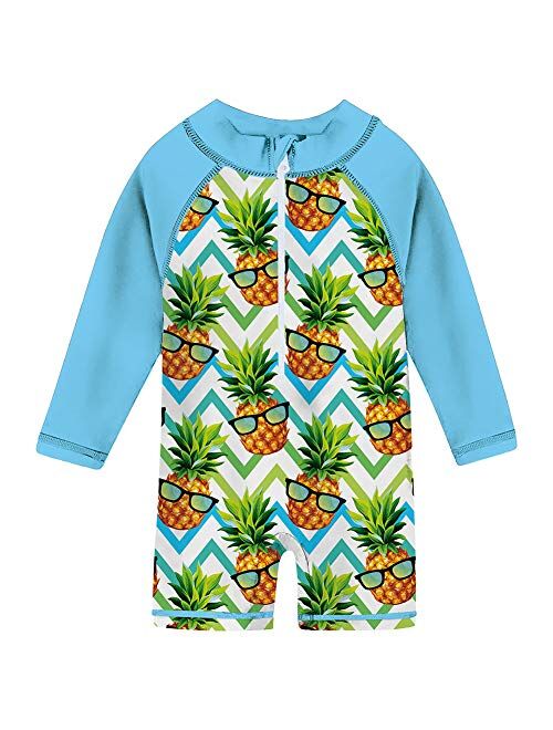 uideazone Baby Toddler Boys Girls Zipper Rash Guard Swimsuit UPF 50+ One Piece Beach Swimwear Bathing Suits 6-36 Months