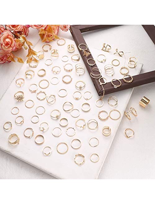 JOERICA 70PCS Knuckle Rings for Women Stackable Joint Midi Finger Ring Set