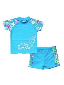 BAOHULU Girls Swimsuit Two Piece Tankini UPF 50+ UV Protective Rash Guard Set 3-12 Years