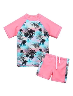 BAOHULU Girls Swimsuit Two Piece Tankini UPF 50+ UV Protective Rash Guard Set 3-12 Years