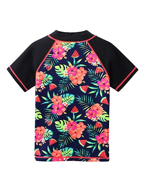 BAOHULU Girls Swimsuit Two Piece Tankini UPF 50+ UV Protective Rash Guard Set 3-12 Years