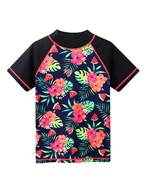 BAOHULU Girls Swimsuit Two Piece Tankini UPF 50+ UV Protective Rash Guard Set 3-12 Years