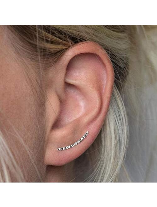 Ear Climber - Dainty Hammered Ear Crawler Simple Minimalist 14k Gold Filled Ear Climbers