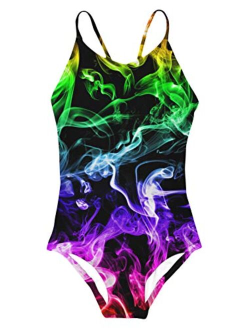 AIDEAONE Girls Swimsuit 3-10 Years One Piece Bathing Suit Quick Dry Beach Swimwear