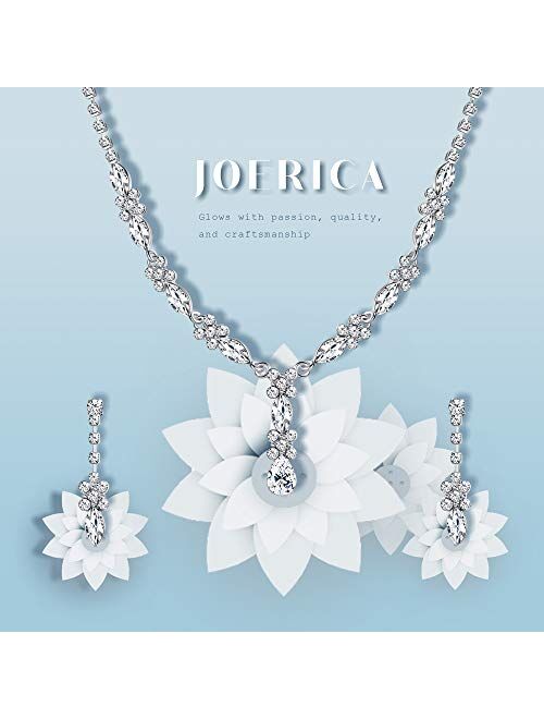 JOERICA Rhinestone Bridesmaid Set for Women Bridal Jewelry Sets Necklace Bracelet Earrings Set Gifts Fit with Wedding Dress