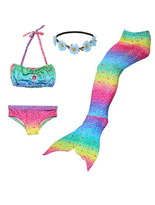 Familycrazy Mermaid for Swimming Girls Swimsuit Princess Bikini Set Bathing Suit Swimmable Costume (No Monofin)