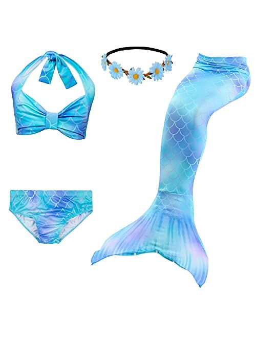 Familycrazy Mermaid for Swimming Girls Swimsuit Princess Bikini Set Bathing Suit Swimmable Costume (No Monofin)