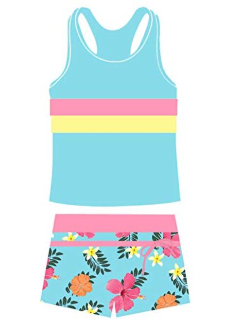 Belovecol Girls Swimsuits Two Piece Tankini Bathing Suits Boyshort Summer Beach Rash Guard Swimwear for 4-11T