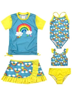 Dreamwave Toddler and Big Girl Swimsuit Set: Rash Guard Tankini Skort One-Piece