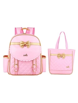 Children Princess Waterproof PU Backpack for Elementary School Girls