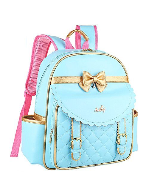 Children Princess Waterproof PU Backpack for Elementary School Girls