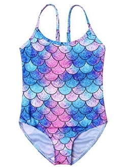 Girls Unicorn Swimsuits One Piece Swimwear Bathing Suits Rash Guard UPF 50