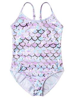 Girls Unicorn Swimsuits One Piece Swimwear Bathing Suits Rash Guard UPF 50